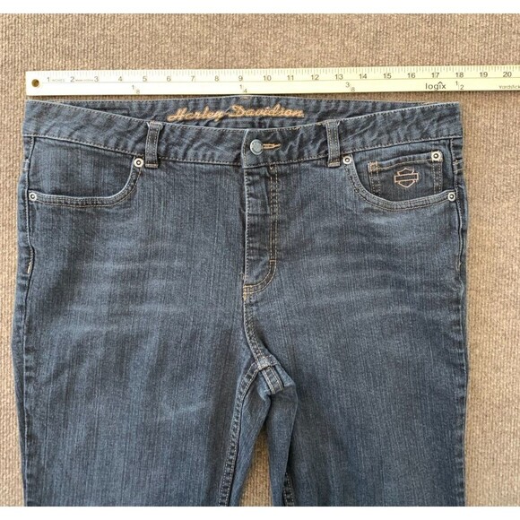 Harley Davidson Bootcut Jeans Womens 14 Mid Rise Faded Black Comfort Denim - Picture 4 of 7